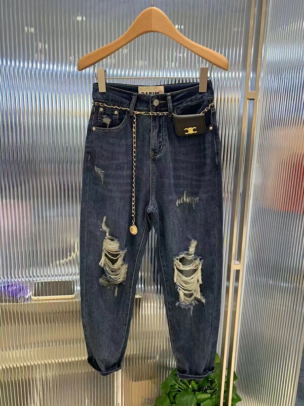 [o not 1] fashion skinny jeans with holes (excluding waist bag) w848\lsw