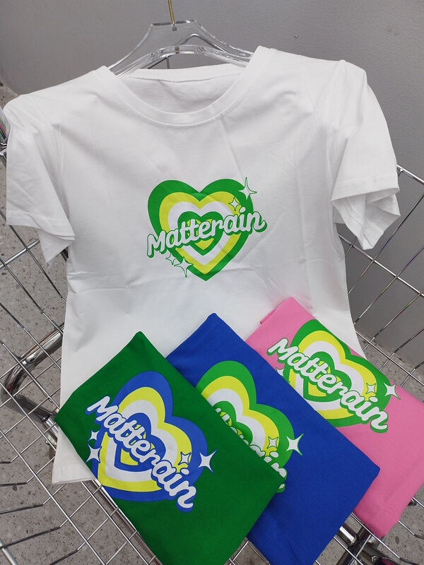 [Yilin] love letter design round neck short sleeve T-shirt 2400\wtt