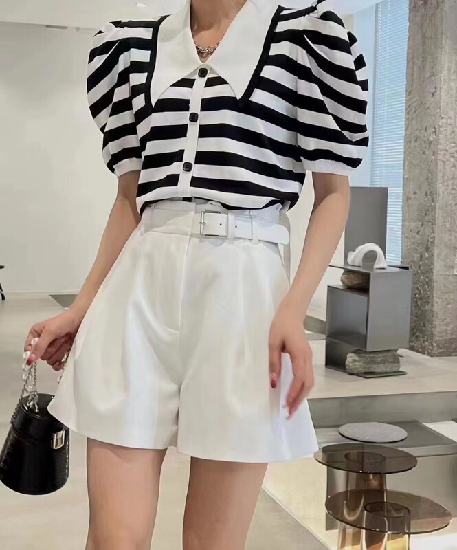 [chenru] casual and versatile high waist five point trousers 2959\hjy