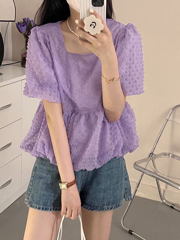 [Susan] square neck simple lady shirt 18726\lsw