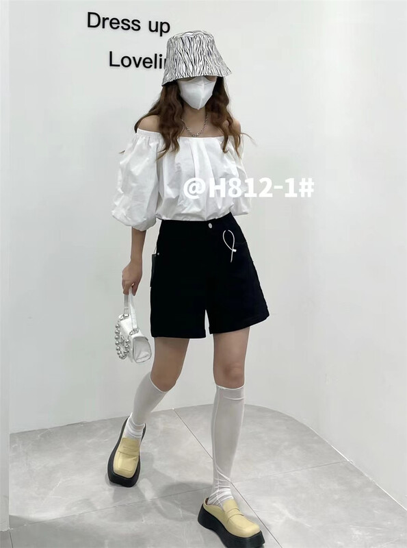 [e-ant] slim high waist comfortable denim shorts (only pants) h812-1\ll