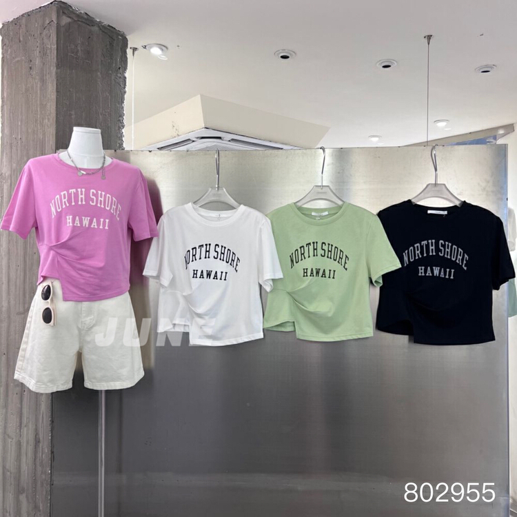 [June] design sense printed letters short sleeve T-shirt 802955\xyy