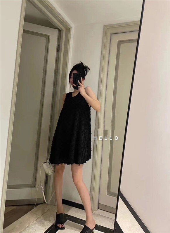 [Hello] lace up vest versatile loose dress 9816\xyy