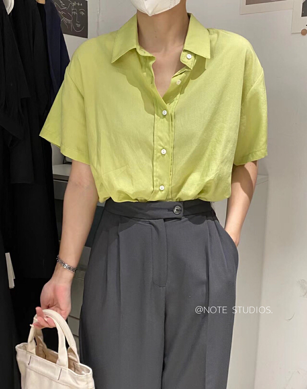 [note] simple solid color versatile shirt 22518\hbx
