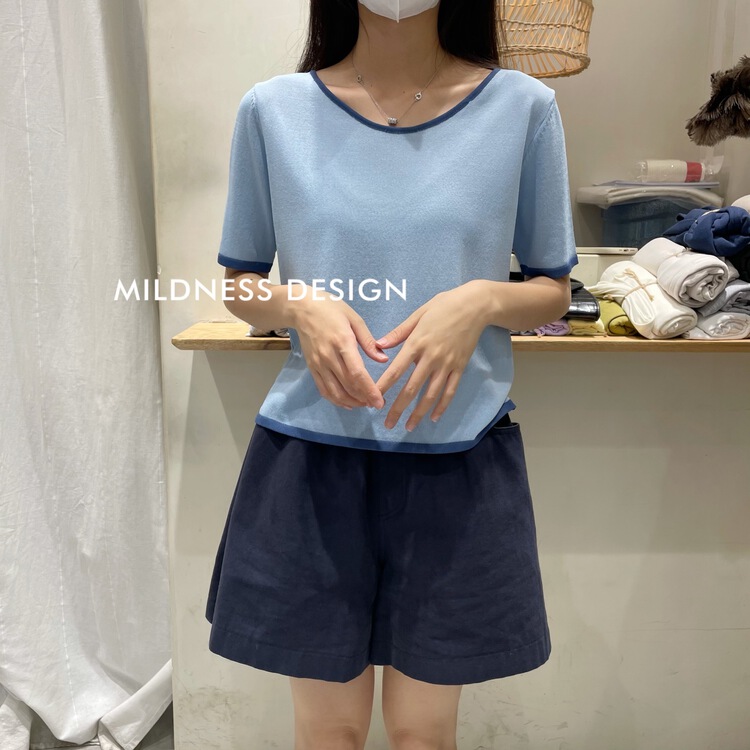 [mildness] contrast color fashion Korean T-shirt 2095\zjy