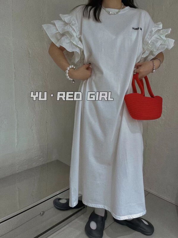 [hongniuniu] cake lace letter printed loose dress 35484\xyy