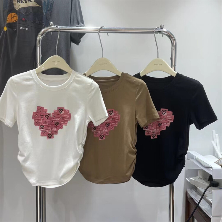 [yoyo style] elastic cotton love printing shirt 8598\xyy