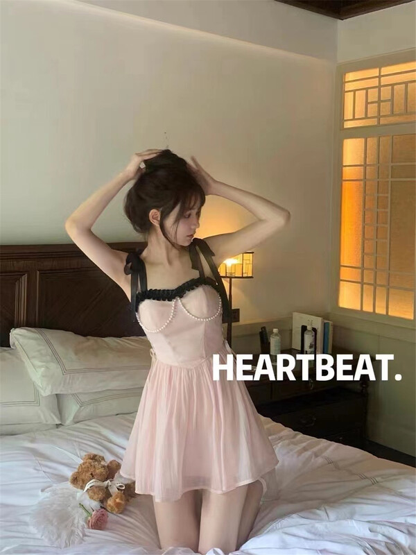 [hearteat] Korean sweet suspender waist dress 551\zjy