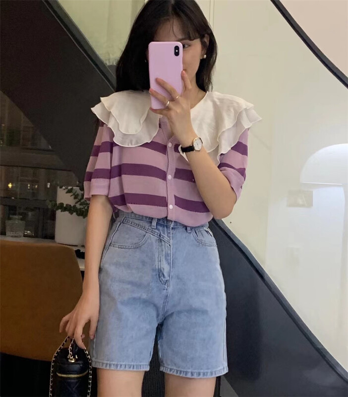 【 Susan 】 double layer baby neck stripe shirt 18799\lsw