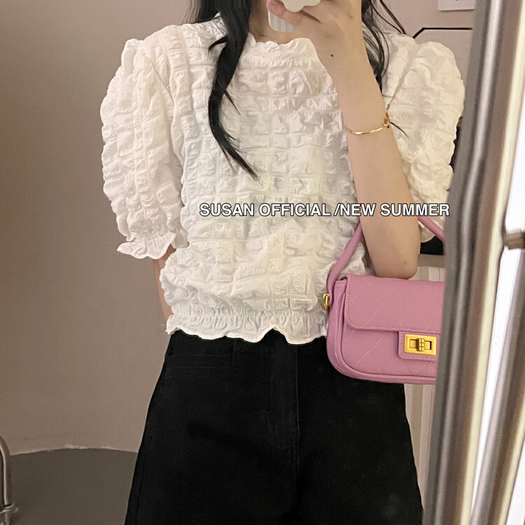 [Susan] simple solid color pleated short shirt ys1-19063\lsw