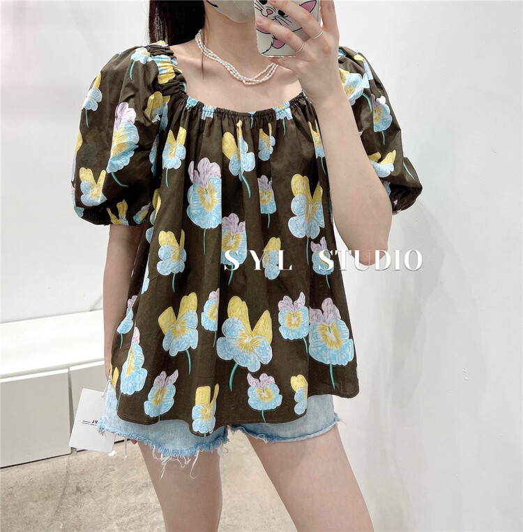[SYL] fashionable flower temperament versatile shirt 5235\l