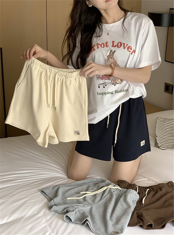 [miss sumey millet] elastic high waist lace up label casual shorts 2438\hbx