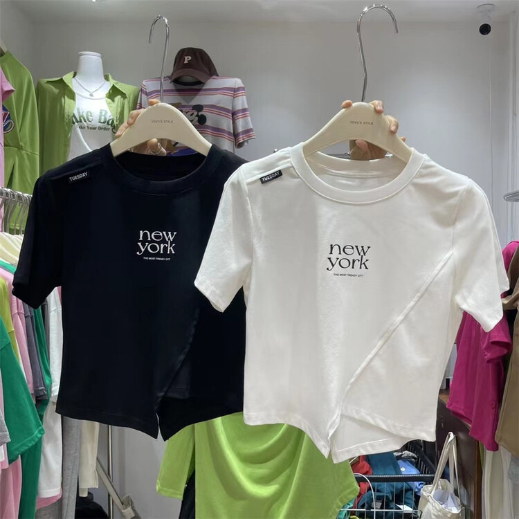 [yoyo style] simple letters slim fit short sleeve T-shirt 8594\xyy