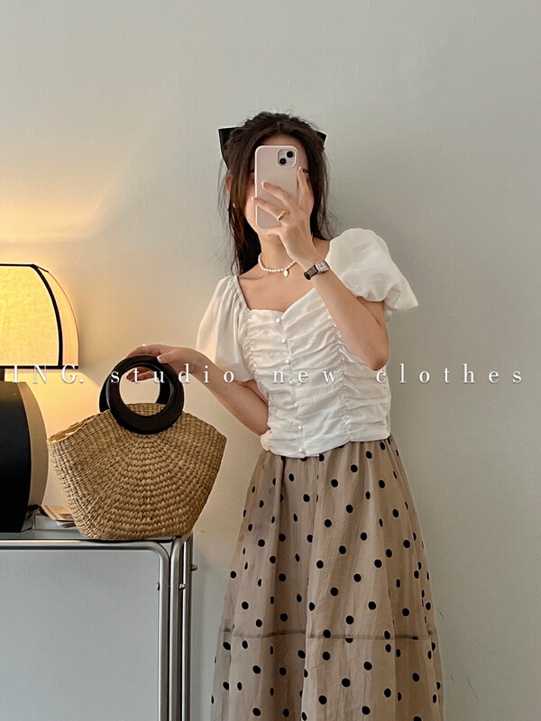 [ing] retro minority design pleated shirt 9058
