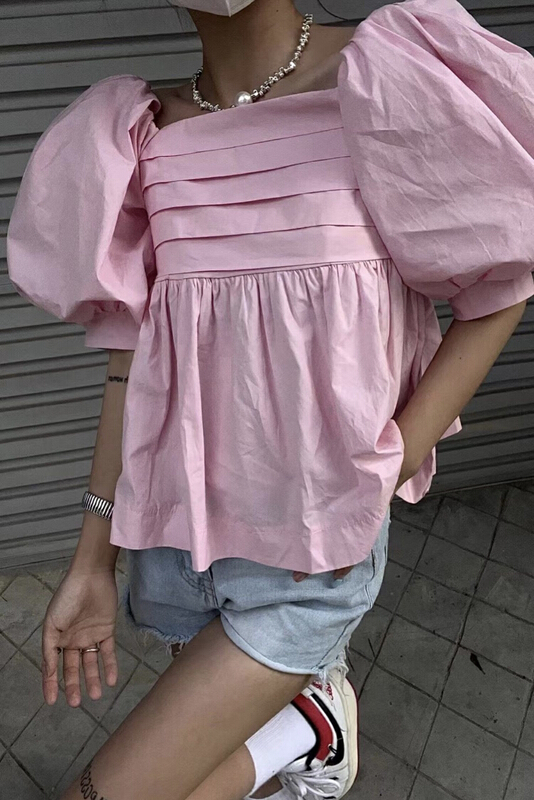 [keen k] Lantern Sleeve baby style versatile fashion shirt s97\wtt