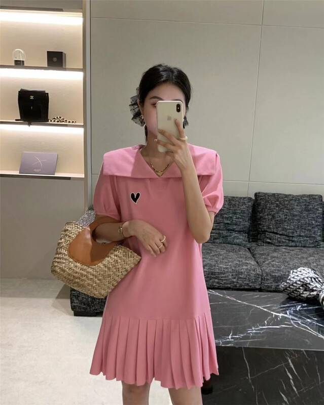[CCJ] Korean leisure college Navy collar love dress 8201\hjy
