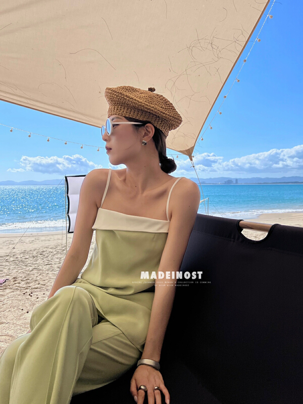 In early summer! [OSHA madeinost] advanced color contrast fashion vest / suspender 86063\ll