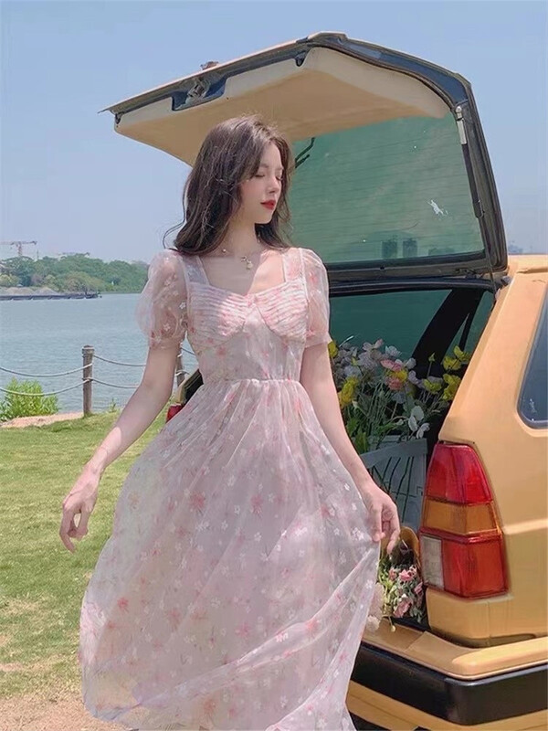 [Mr.Z] square neck sweet floral dress 97185\zjy