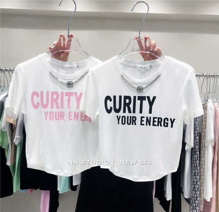 [NN] letter print slim fit short sleeve T-shirt 8657\xyy
