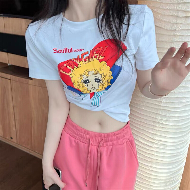 [blue show] beautiful girl short fashion short sleeve T-shirt 9102\lsw