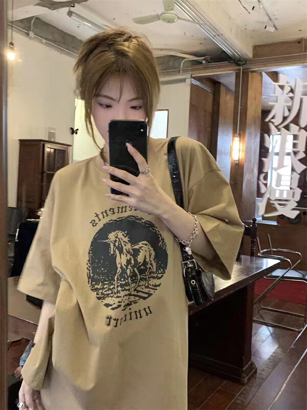 [j.2] net red antique ins round neck short sleeve T-shirt 4578\lsw