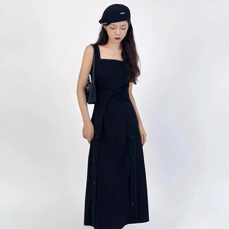 [jun.t] niche design, high-level, chic, unique, slim waisted vest dress 6209\pcz