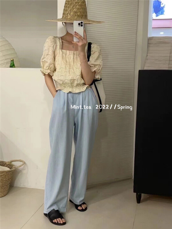 [mint tea] square neck pleated shirt 2207\zjy