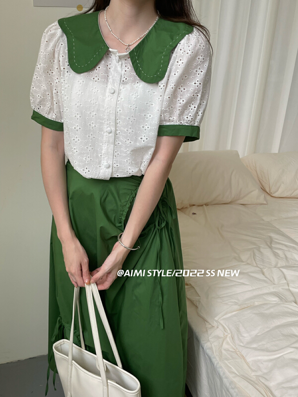 [aimistyle] niche design baby collar short sleeve shirt 11067\hbx