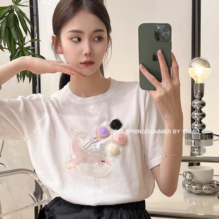 [Feimao (Yimao)] Korean loose and versatile short sleeve T-shirt ym-6103\lsl