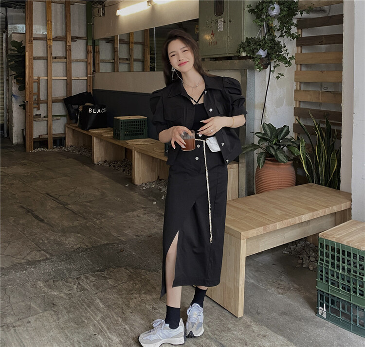 [semi vegetarian] personalized casual short coat + versatile skirt two piece suit y729\zsy