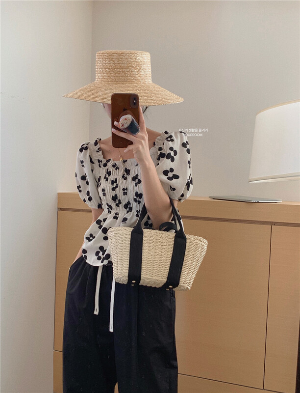 [your room] square collar fresh floret shirt 009\zxx