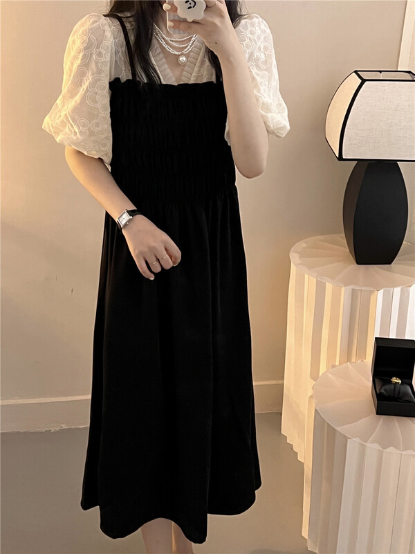 [Susan] contrast color fake two pieces of fashion dress 18122\lsw