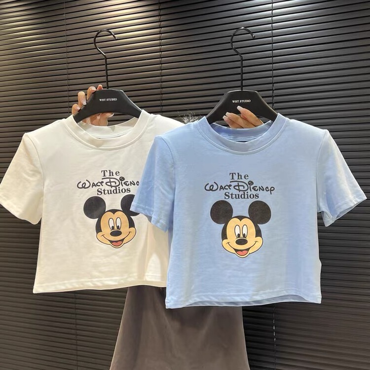 [wht] Mickey print Pullover short sleeve T-shirt ys1-5021\wtt