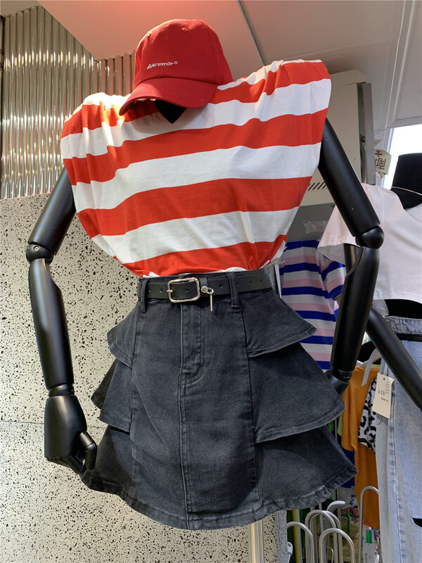 【 aus 】 fashionable Ruffle denim skirt pants (with belt) g626\lsw