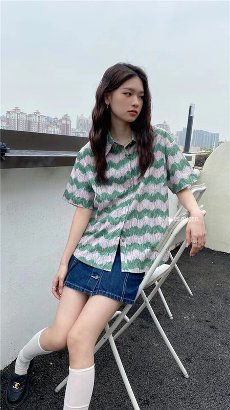 [moss queen] one breasted loose fit versatile shirt 50312\xyy