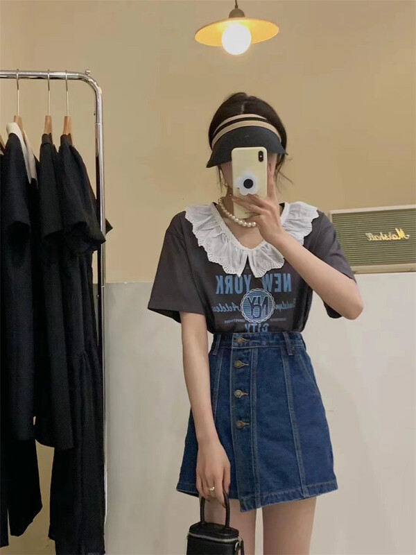 [Naikan Nik] baby collar age reduced color block short sleeve T-shirt 9721\hyy