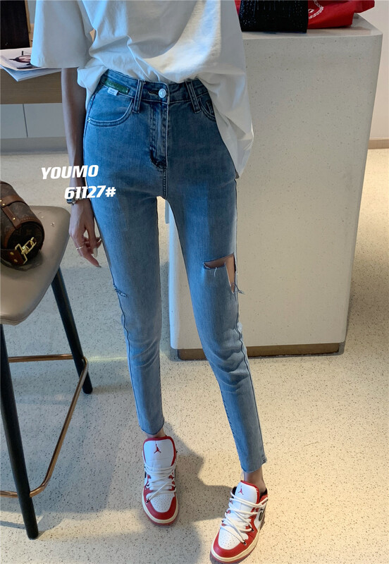 [suxinlan] Korean version of jeans with holes and thin feet 61127\lsl