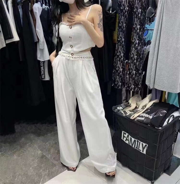 [Yan Zhen] pure desire small fragrance vest / suspender + loose casual pants set 68220\pcz