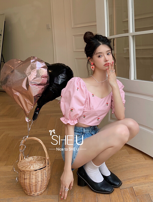 [she u] pure desire girl cherry back strap shirt c80130\jhy