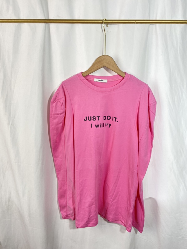 [Yi show shop] letter printing fashion round neck long sleeve T-shirt 1613\cl