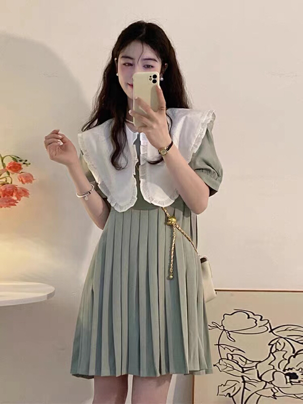 [x.p.g] fresh and simple slim baby collar dress 020981\hjy