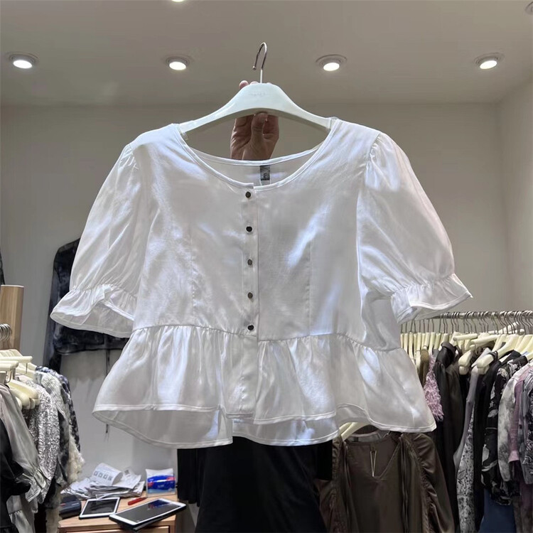[march-l March meow home] round neck single breasted comfortable shirt 1771\l