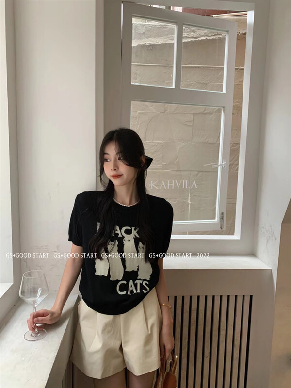 [gs.good star] Han Shu cartoon cat T-shirt 22671\hjy