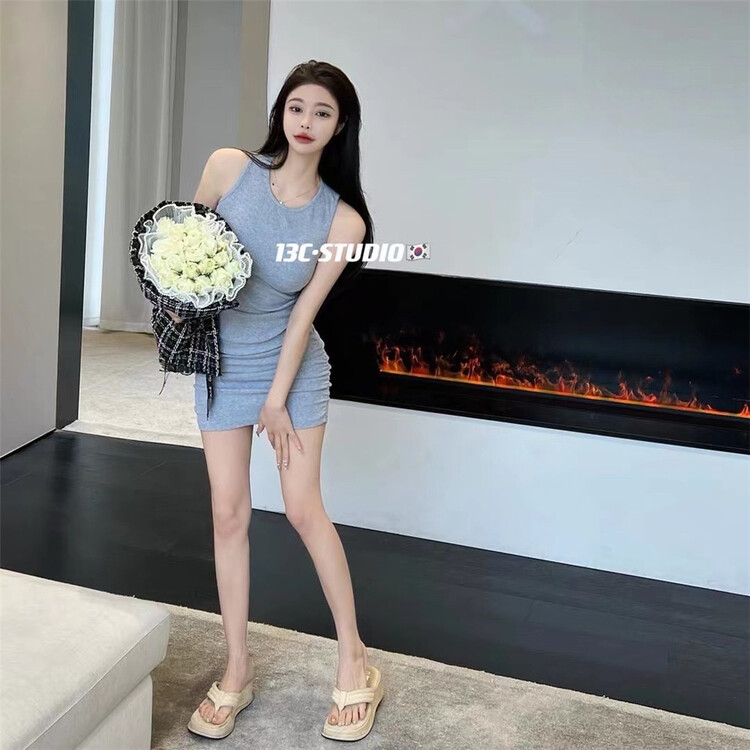 [13c.studio] fashionable sleeveless simple commuter dress 8560\pcz