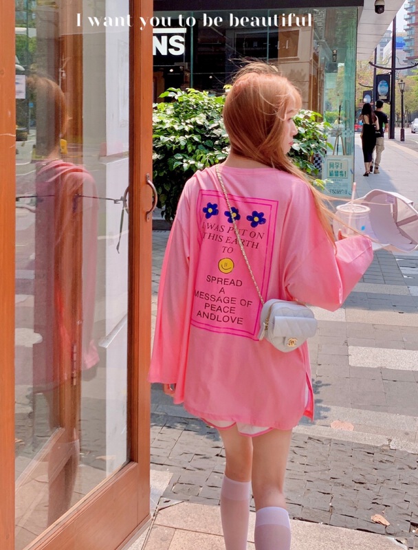 [love] Korean version front and back printed loose sunscreen shirt 956\wtt