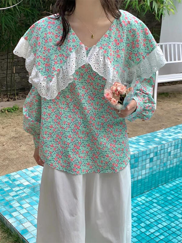Original price 58.65! In early summer! [Qingqing family] baby collar floral comfortable shirt ys1-2005\y