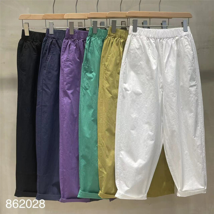 [fabric] elastic waist clean comfortable casual pants 862028\l