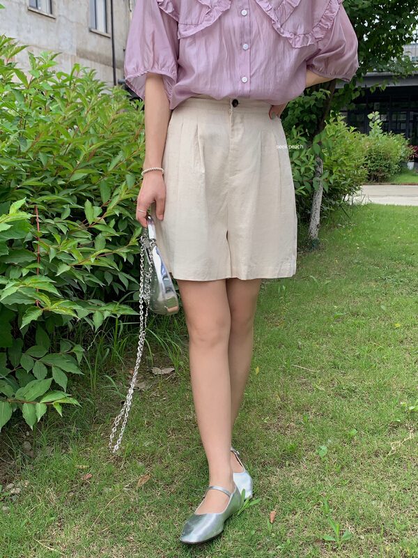 [seek peach] commuter simple high waist casual shorts 5371\ll