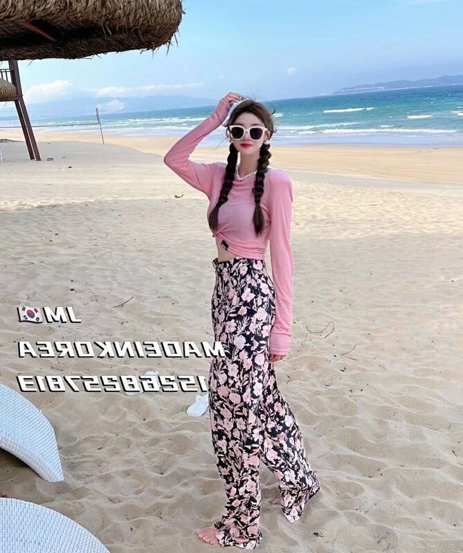 [mix] age reducing floral elastic waist casual pants 0293\wtt