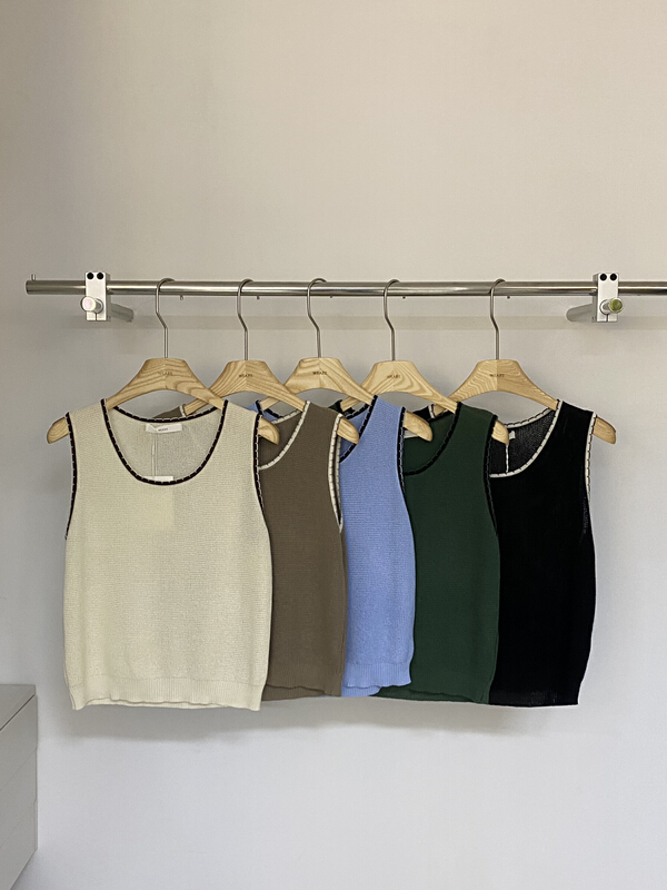 [we are] simple contrast color edge loose vest / sling 30078\zjy